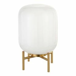 Best Pirce 👍 World Market Kari White Glass Cylinder and Brass Accent Lamp 👏
