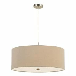 Cheapest 🛒 World Market Billie Large Natural Linen Drum 3 Light Pendant Lamp 🧨