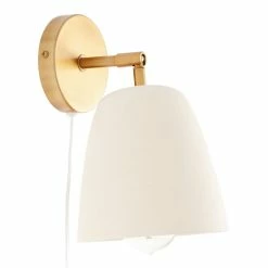 Promo 🤩 World Market Gold Metal and White Ceramic Wall Sconce 👍