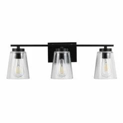 Best Pirce 🎉 World Market Grezler Black And Clear Glass 3 Light Wall Sconce 😍