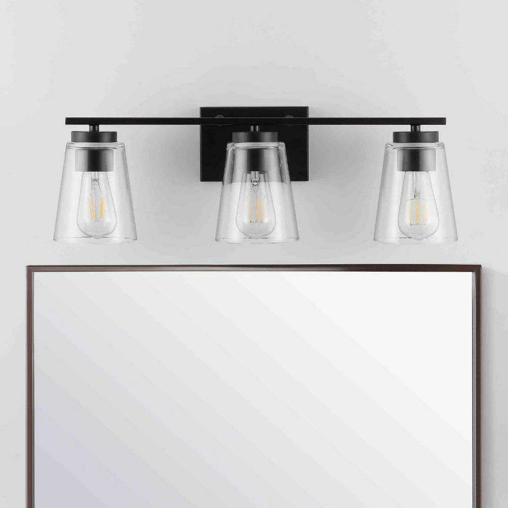 Best Pirce 🎉 World Market Grezler Black And Clear Glass 3 Light Wall Sconce 😍 4 Best Pirce 🎉 World Market Grezler Black And Clear Glass 3 Light Wall Sconce 😍 - Image 2