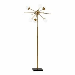 Cheapest 🛒 World Market Doppler Antique Brass And Black Marble LED Floor Lamp 😍
