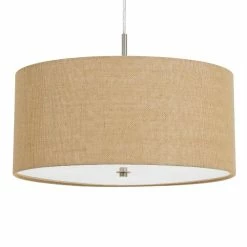 Flash Sale 🥰 World Market Billie Small Natural Burlap Drum 3 Light Pendant Lamp ⌛