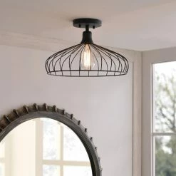 Coupon 🔥 World Market Edward Black Wire Cage Semi Flush Mount Ceiling Light 🎉 -Lighting Sales Store unnamed file 1200