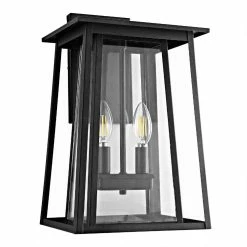 Hot Sale 😀 World Market Velza Black Metal 2 Light Outdoor Wall Sconce 🔥