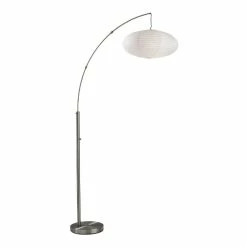 New ❤️ World Market Corinne Metal And Paper Shade Arc Floor Lamp 🎉