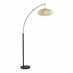 New ❤️ World Market Corinne Metal And Paper Shade Arc Floor Lamp 🎉 -Lighting Sales Store unnamed file 1233