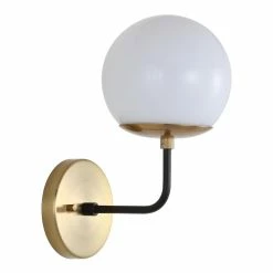 Hot Sale 💯 World Market Warm Gold And White Glass Globe Linden Wall Sconce 🧨