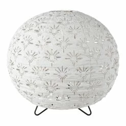 Buy 🧨 World Market Neysa White Laser Cut Fabric Globe Accent Lamp 💯