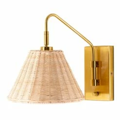 Deals 🤩 World Market Cerro Gold And Rattan Dome Wall Sconce 🌟