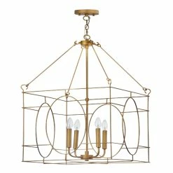 Wholesale ⭐ World Market Margo Gold Geo Cage 4 Light Pendant Lamp 🎉