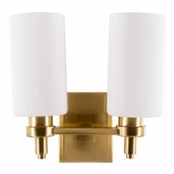 Hot Sale 🧨 World Market Tallulah Brass And Frosted Glass 2 Light Wall Sconce 🛒