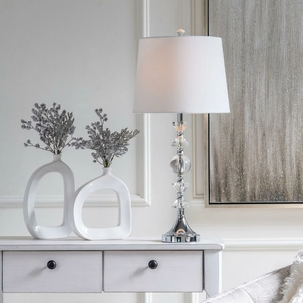 Budget ๐ World Market Emilio Crystal Glass And Chrome Stacked Table Lamp ๐ 6 Budget ๐ World Market Emilio Crystal Glass And Chrome Stacked Table Lamp ๐ - Image 4