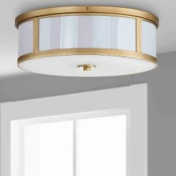 Cheapest 🎉 World Market Avery Antique Gold Drum Flush Mount Ceiling Light 🎁 -Lighting Sales Store unnamed file 1389