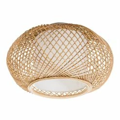 Brand new 🎁 World Market Reyna Natural Wicker And Jute Flush Mount Ceiling Light 🔔