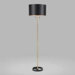 Wholesale 😉 World Market Gold and Black Art Deco 2 Light Marc Floor Lamp 👍