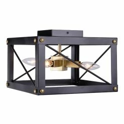 Best Sale ❤️ World Market Preston Black And Gold 4 Light Flush Mount Ceiling Light 🎉