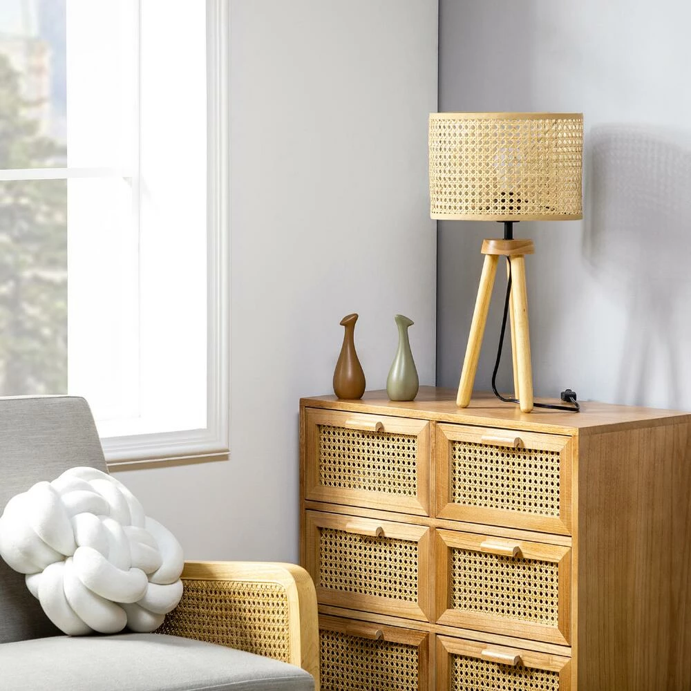 Outlet ๐งจ World Market Lewis Natural Rattan And Wood Tripod Table Lamp ๐ 4 Outlet ๐งจ World Market Lewis Natural Rattan And Wood Tripod Table Lamp ๐ - Image 2