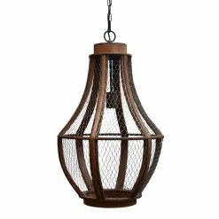 Top 10 👍 World Market Denning Rustic Brown Wood And Wire Teardrop Pendant Lamp 😉