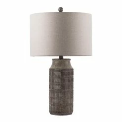 Best reviews of ๐ World Market Imelde Gray Textured Dash Dot Table Lamp ๐