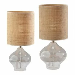Best deal 🛒 World Market Eden Natural Rattan and Clear Glass Table Lamp 🔔