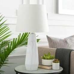 Promo 👏 World Market White Marbled Ceramic Faceted Table Lamp 😀 -Lighting Sales Store unnamed file 1558