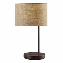 Wholesale ❤️ World Market Bourne Black And Walnut Table Lamp With USB And Charging Pad 💯