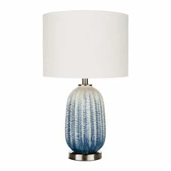 Hot Sale โค๏ธ World Market Adler Blue And White Textured Ceramic Table Lamp ๐