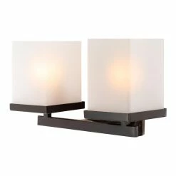 Hot Sale 🎁 World Market Blaire Brown Metal And Frosted Glass 2 Light Wall Sconce 🔥