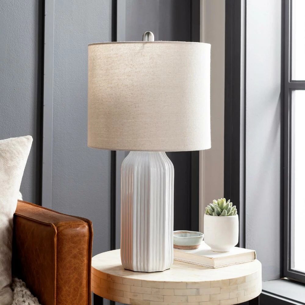 Budget ๐คฉ World Market Starlink White Ceramic Fluted Cylinder Table Lamp ๐ฏ 4 Budget ๐คฉ World Market Starlink White Ceramic Fluted Cylinder Table Lamp ๐ฏ - Image 2