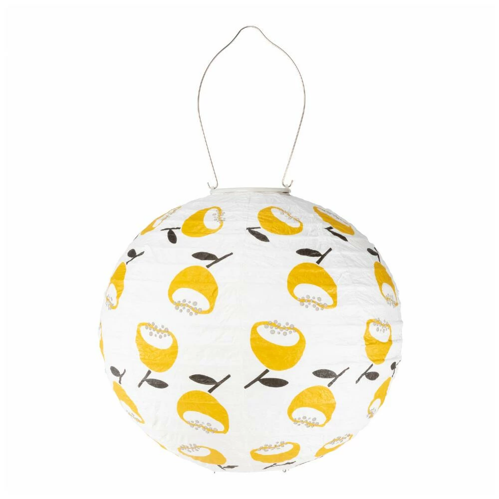 Best Pirce ⭐ World Market Round Lemon Yellow Poppy Fabric Solar LED Lantern ⭐ 2 Best Pirce ⭐ World Market Round Lemon Yellow Poppy Fabric Solar LED Lantern ⭐