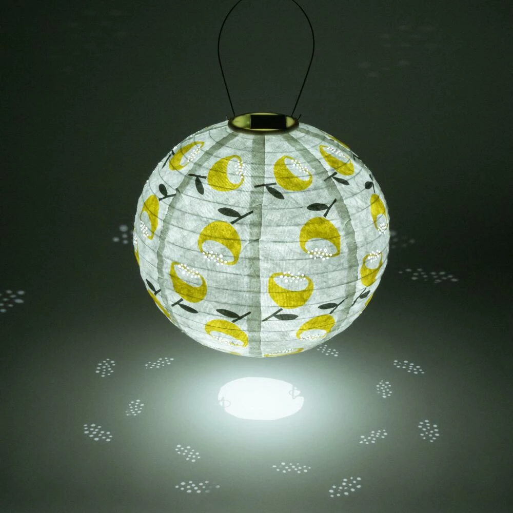Best Pirce ⭐ World Market Round Lemon Yellow Poppy Fabric Solar LED Lantern ⭐ 3 Best Pirce ⭐ World Market Round Lemon Yellow Poppy Fabric Solar LED Lantern ⭐ - Image 2
