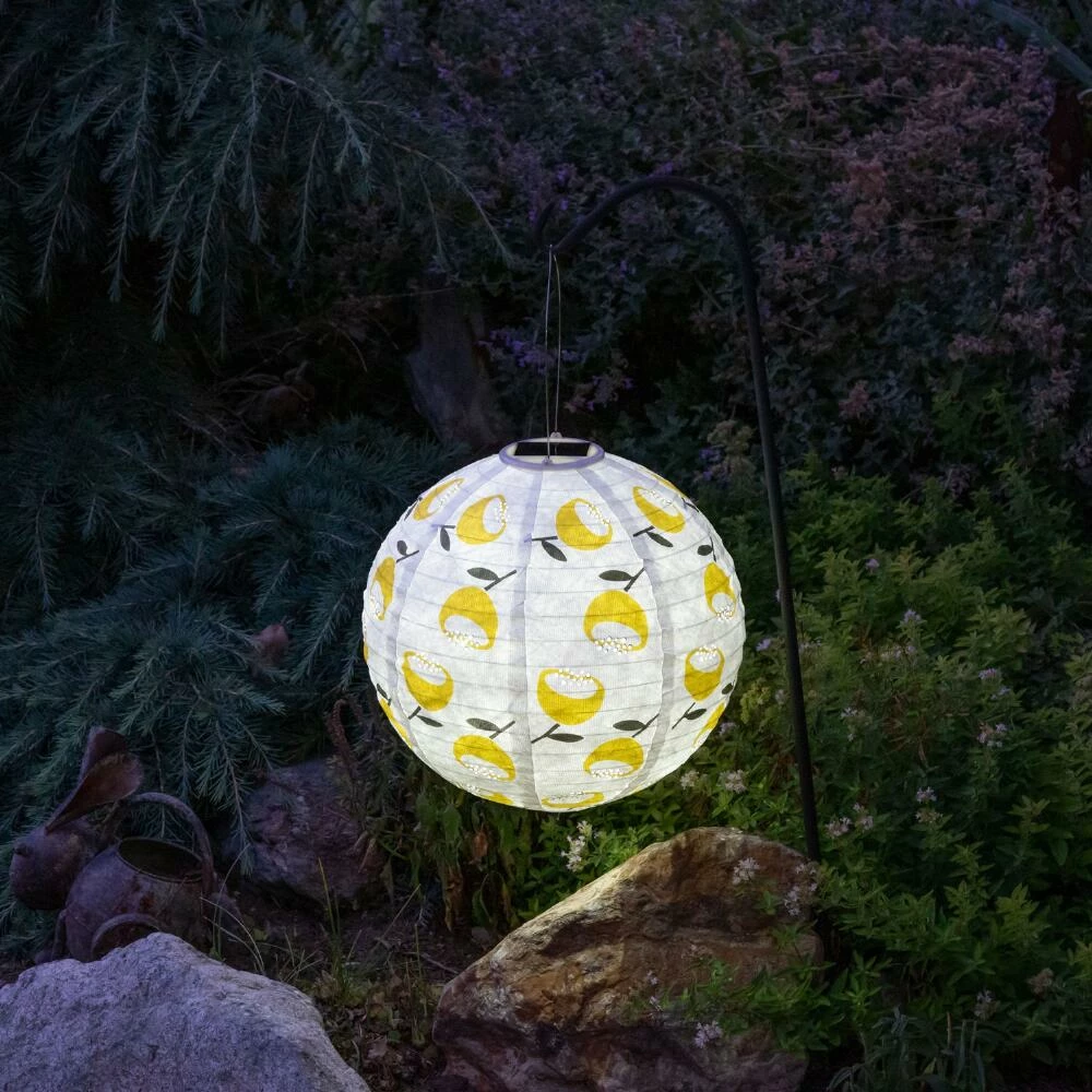 Best Pirce ⭐ World Market Round Lemon Yellow Poppy Fabric Solar LED Lantern ⭐ 5 Best Pirce ⭐ World Market Round Lemon Yellow Poppy Fabric Solar LED Lantern ⭐ - Image 4
