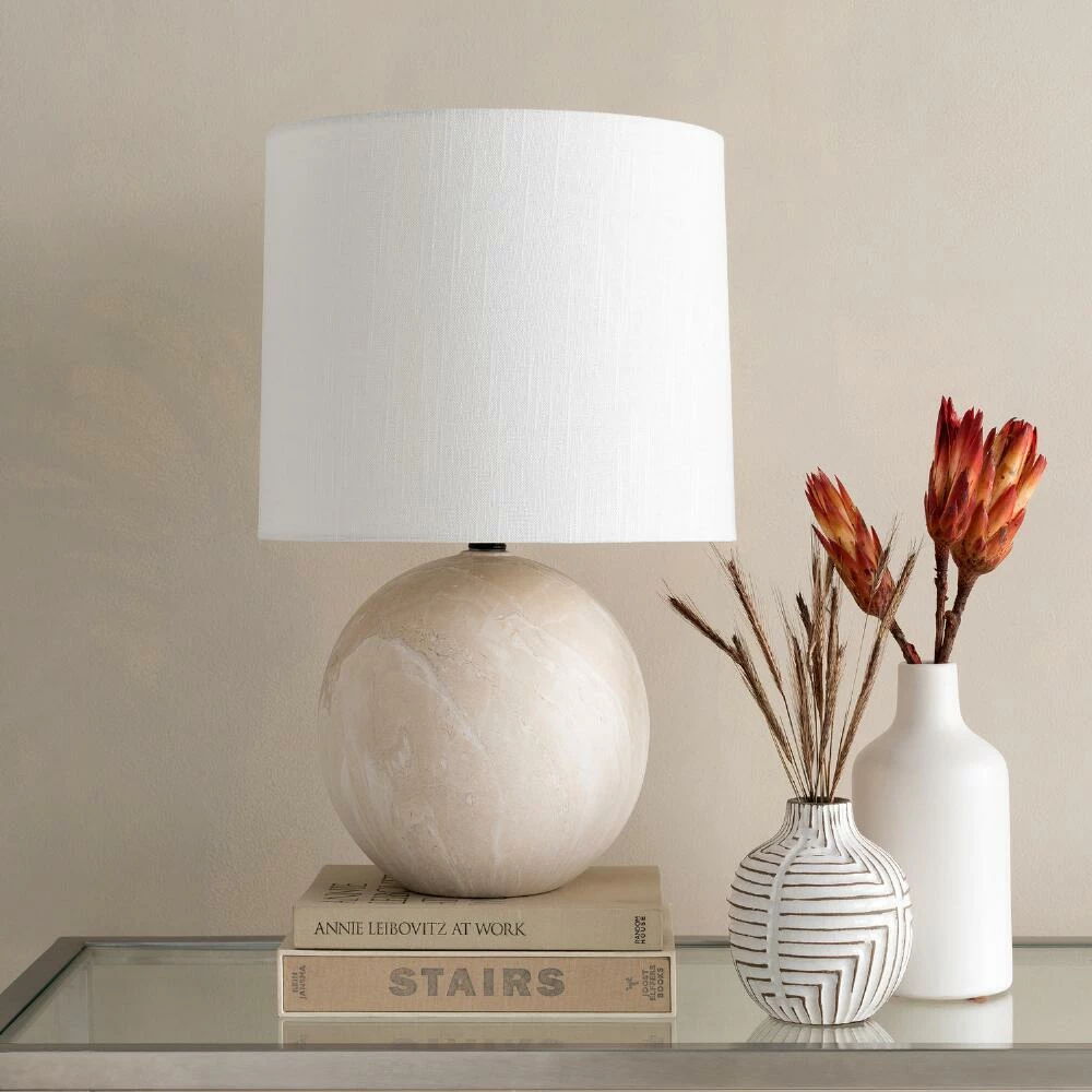 New 🤩 World Market Vogel Ivory Marbled Ceramic Orb Table Lamp 🛒 4 New 🤩 World Market Vogel Ivory Marbled Ceramic Orb Table Lamp 🛒 - Image 2