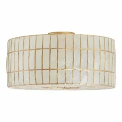 Buy 🎁 World Market Gold Capiz Drum Flush Mount Ceiling Light 🎁