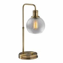 Flash Sale 🎁 World Market Barnett Metal And Glass Globe Table Lamp With USB ✨