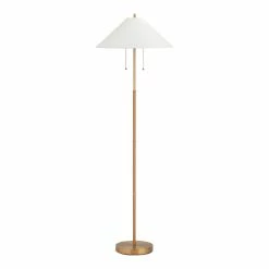 Hot Sale 🎁 World Market Brass and Faux Rattan Empire 2 Light Floor Lamp ✨