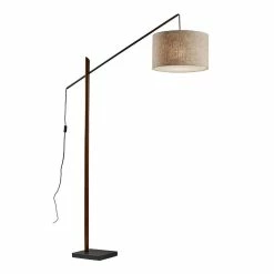Best Sale 👏 World Market Ethan Walnut Wood And Black Metal Adjustable Arc Floor Lamp 🔔