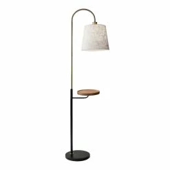 Cheap ✔️ World Market Granada Wood And Metal Floor Lamp With USB Port And Shelf 🎉