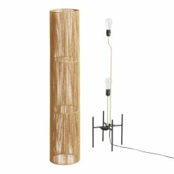 Budget 🔔 World Market Malia Jute Cylinder and Black Metal 2 Light Floor Lamp 😀 -Lighting Sales Store unnamed file 413