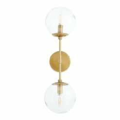 Promo 😉 World Market Olivia Brass And Clear Glass Globe 2 Light Wall Sconce 🎁 -Lighting Sales Store unnamed file 438