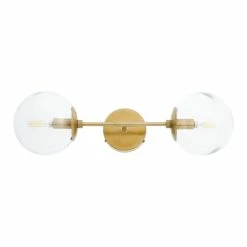 Promo 😉 World Market Olivia Brass And Clear Glass Globe 2 Light Wall Sconce 🎁 -Lighting Sales Store unnamed file 439