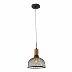 Budget 👍 World Market Clint Small Black Mesh And Wood Pendant Lamp 🌟