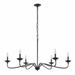 Best Sale 🎁 World Market Marc Matte Black Metal Farmhouse 6 Light Chandelier ❤️