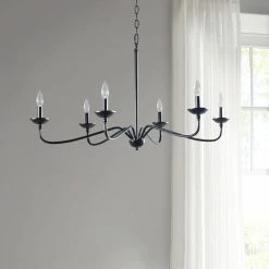 Best Sale 🎁 World Market Marc Matte Black Metal Farmhouse 6 Light Chandelier ❤️ -Lighting Sales Store unnamed file 473