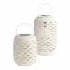 Best Sale 🧨 World Market White Geo Dashes Ceramic Solar LED Lantern 🔥