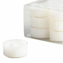 Coupon 🎉 World Market White Clear Cup Tealight Candles 12 Pack ⭐