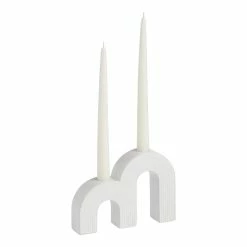 Wholesale 🥰 World Market White Ceramic Double Arch Taper Candle Holder 🌟