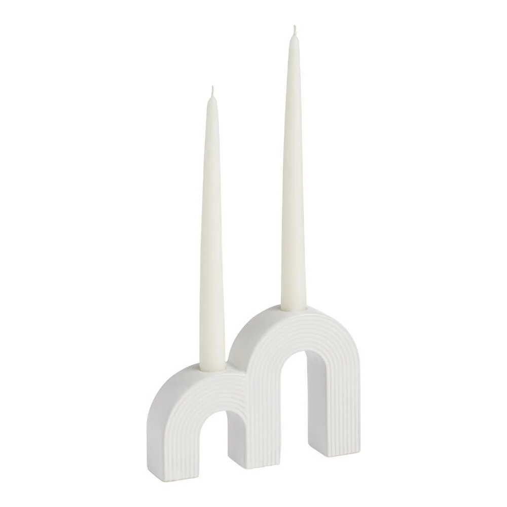 Wholesale 🥰 World Market White Ceramic Double Arch Taper Candle Holder 🌟 3 Wholesale 🥰 World Market White Ceramic Double Arch Taper Candle Holder 🌟
