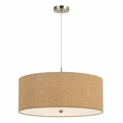 Cheap 👏 World Market Billie Large Natural Burlap Drum 3 Light Pendant Lamp 👍
